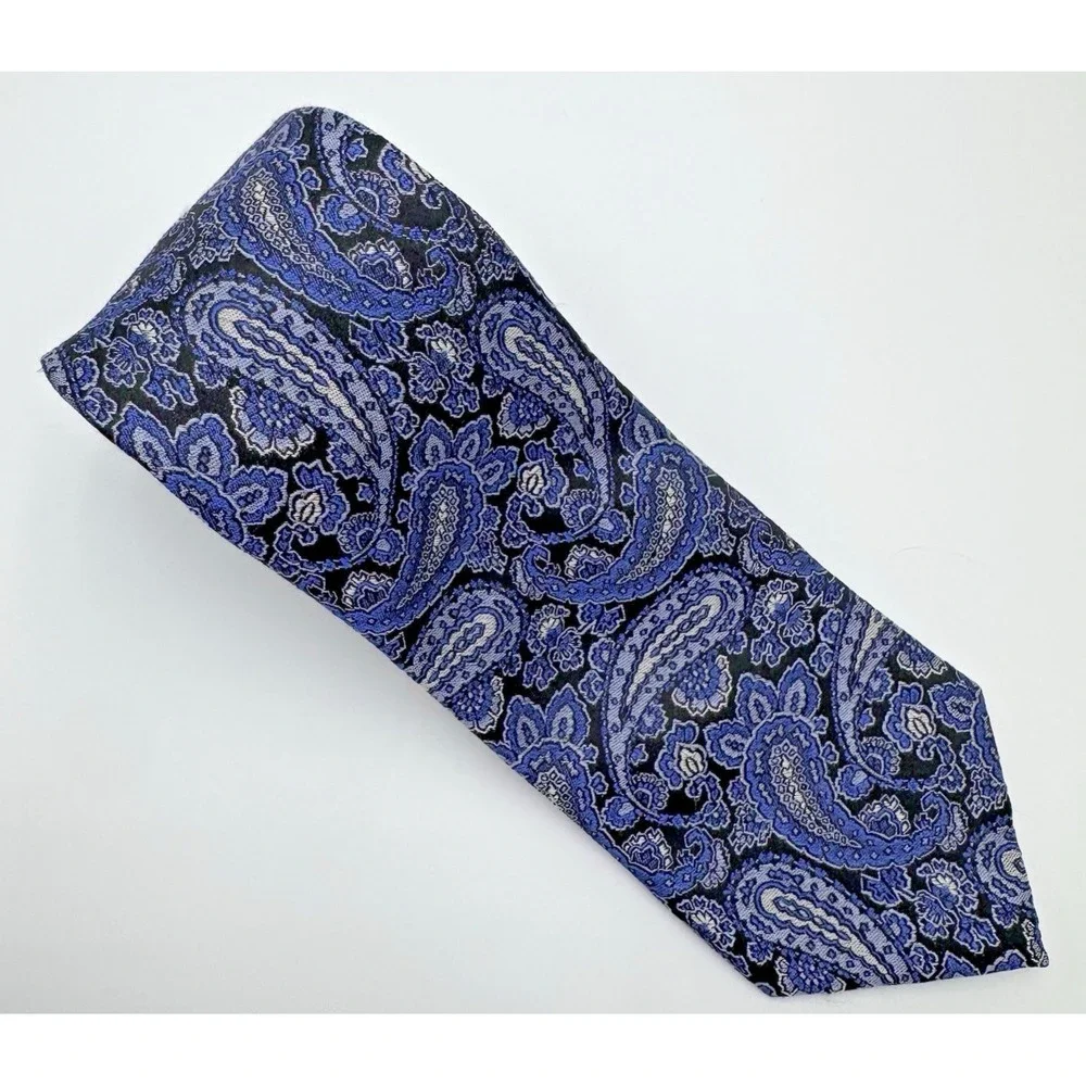 Ted Baker Luxury‎ Silk Tie Men Blue Paisley Jacquard Designer 62